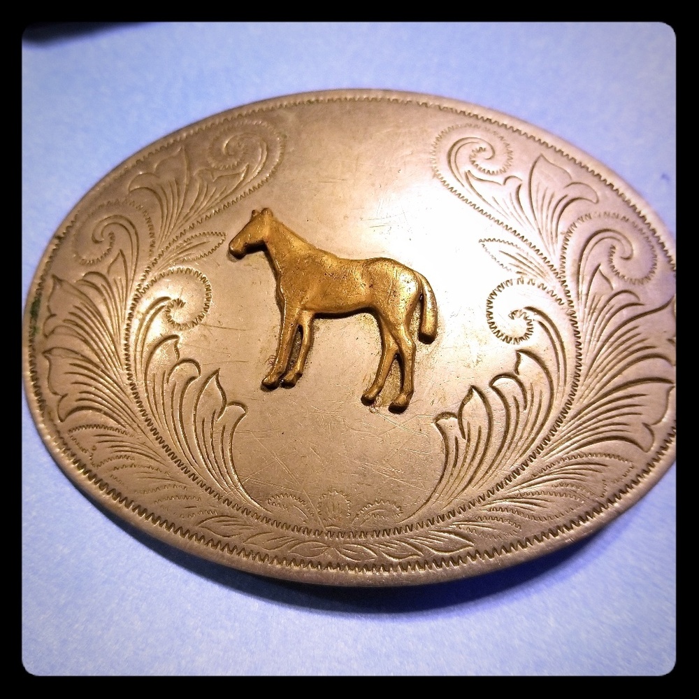 Vintage silver nickle belt buckle